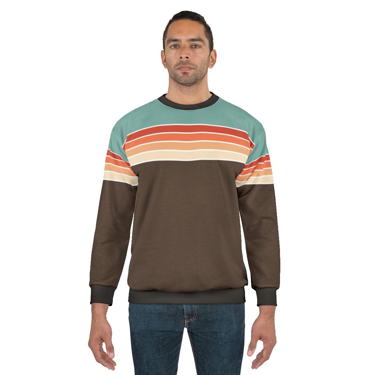 70s vintage retro striped sweatshirt with abstract pattern