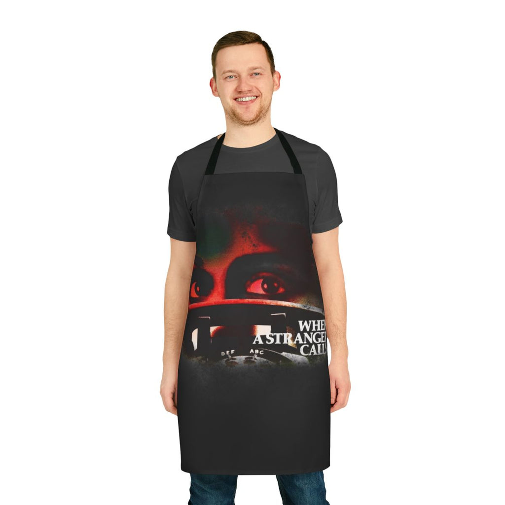 Apron featuring the text "When a Stranger Calls" in a vintage horror style