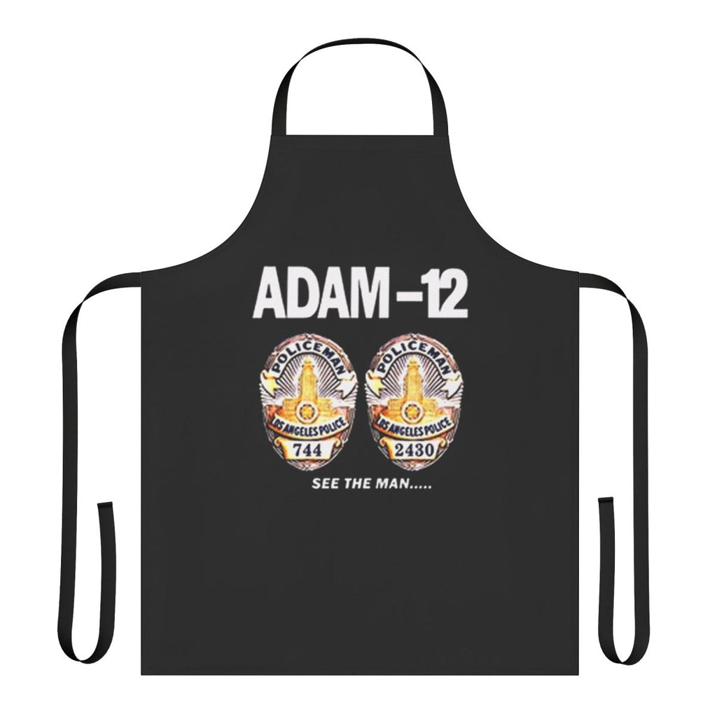 70s retro apron with Adam 12 TV series design
