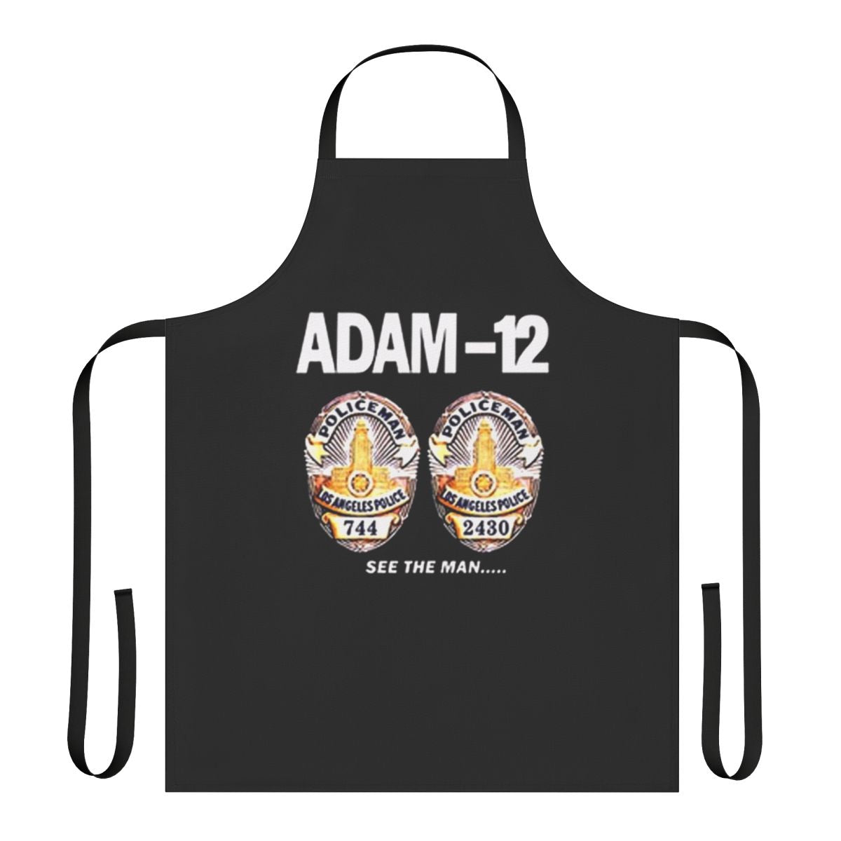 70s retro apron with Adam 12 TV series design