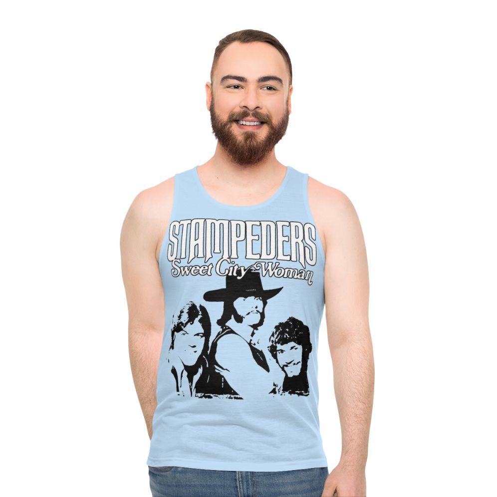Vintage 70s tank top featuring the Stampeders' hit song "Sweet City Woman"
