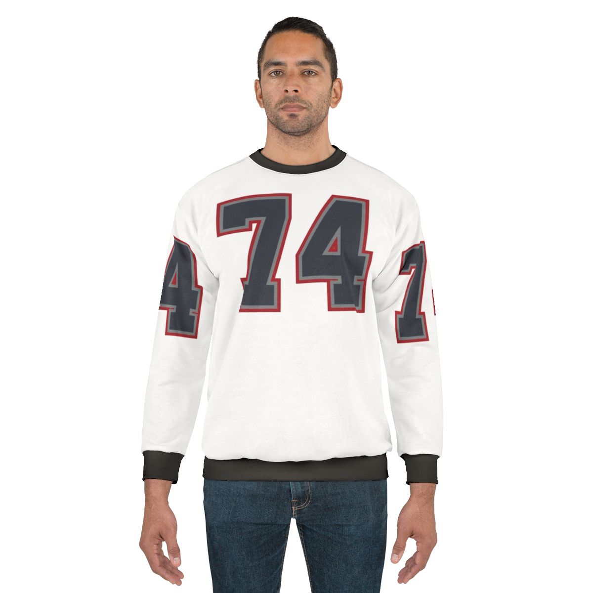 Navy Grey Red Sports Number Seventy Four Sweatshirt
