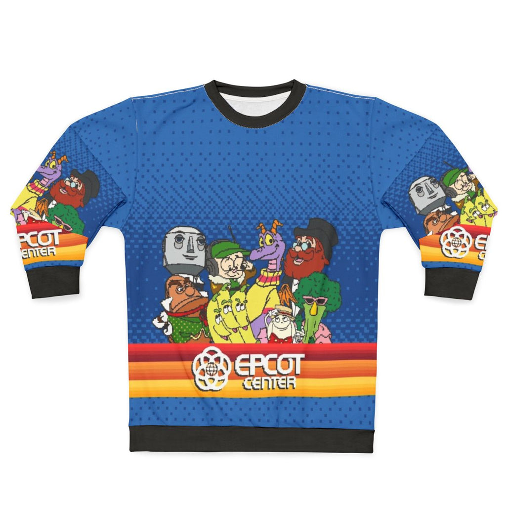 Retro 8-bit Epcot Center sweatshirt with Figment the Dragon