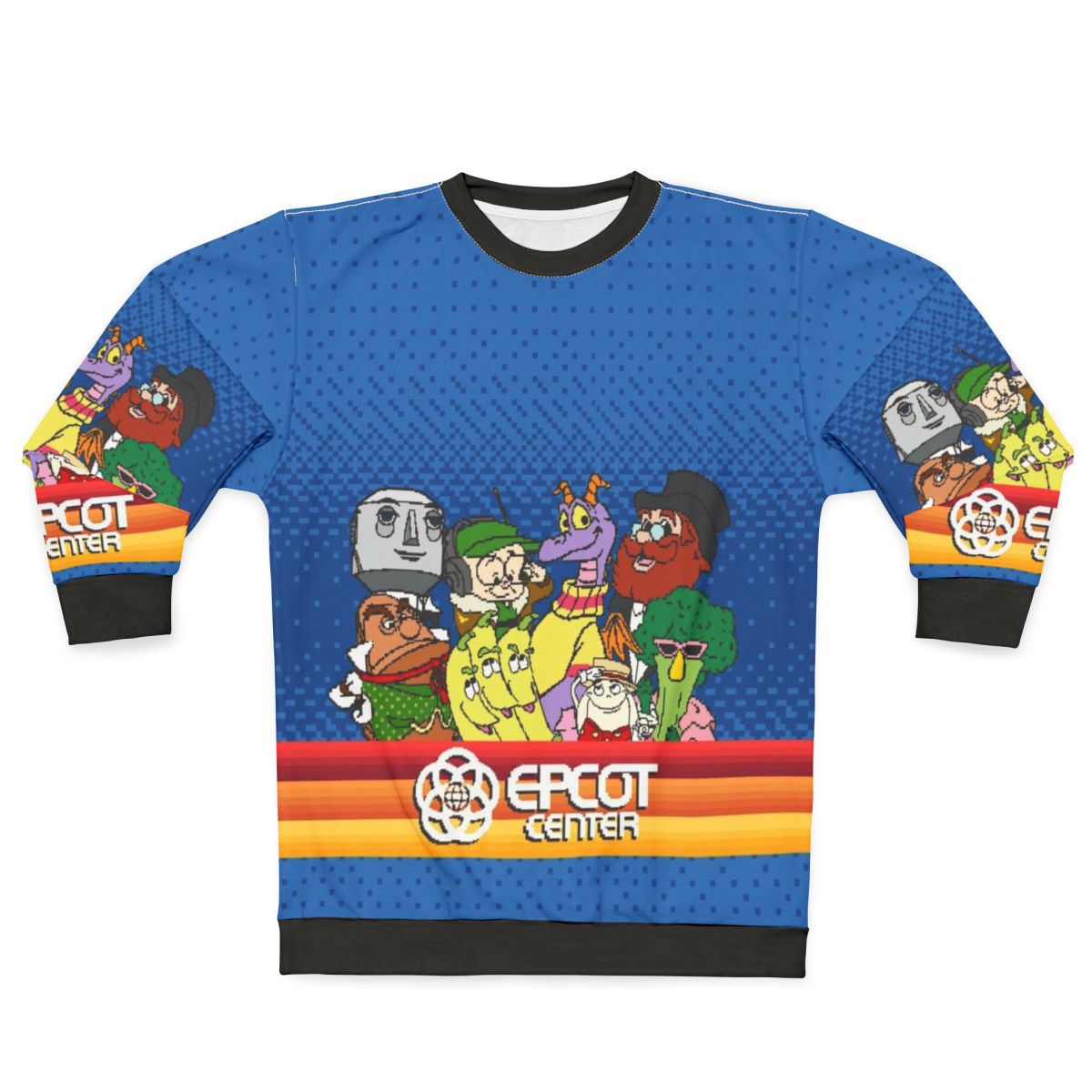 Retro 8-bit Epcot Center sweatshirt with Figment the Dragon