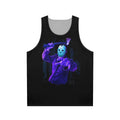 8-bit horror movie inspired unisex tank top with Jason Voorhees design