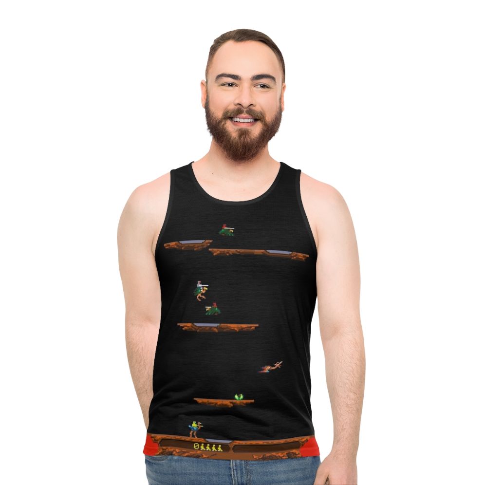 8-bit joust video game inspired unisex tank top