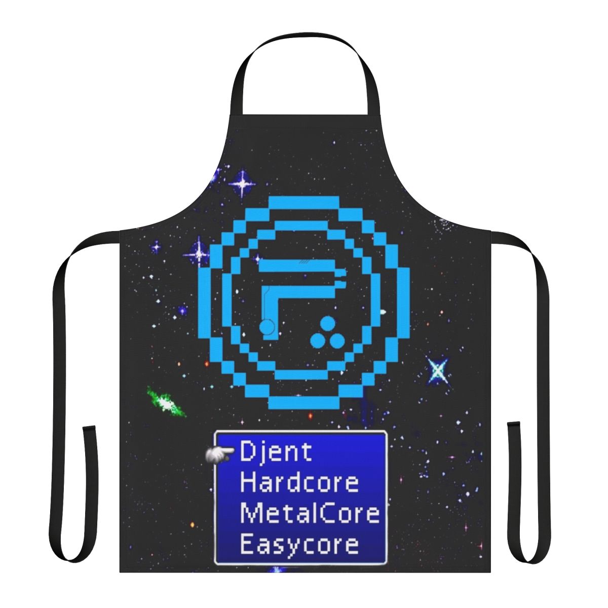 8-Bit Metal Inspired Cooking Apron with Periphery-Inspired Design