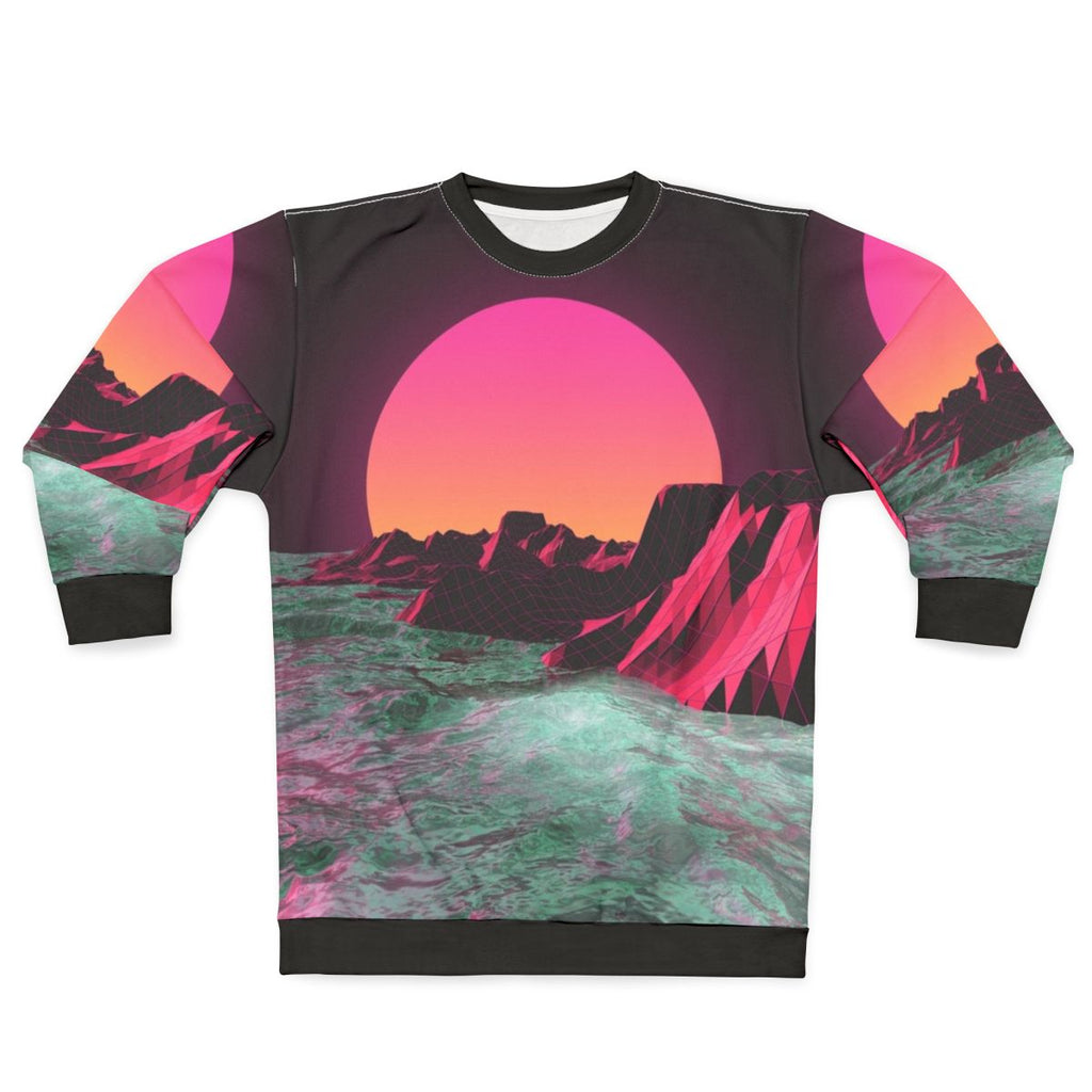 Retro 80s vaporwave sweatshirt with futuristic vintage aesthetic