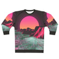 Retro 80s vaporwave sweatshirt with futuristic vintage aesthetic