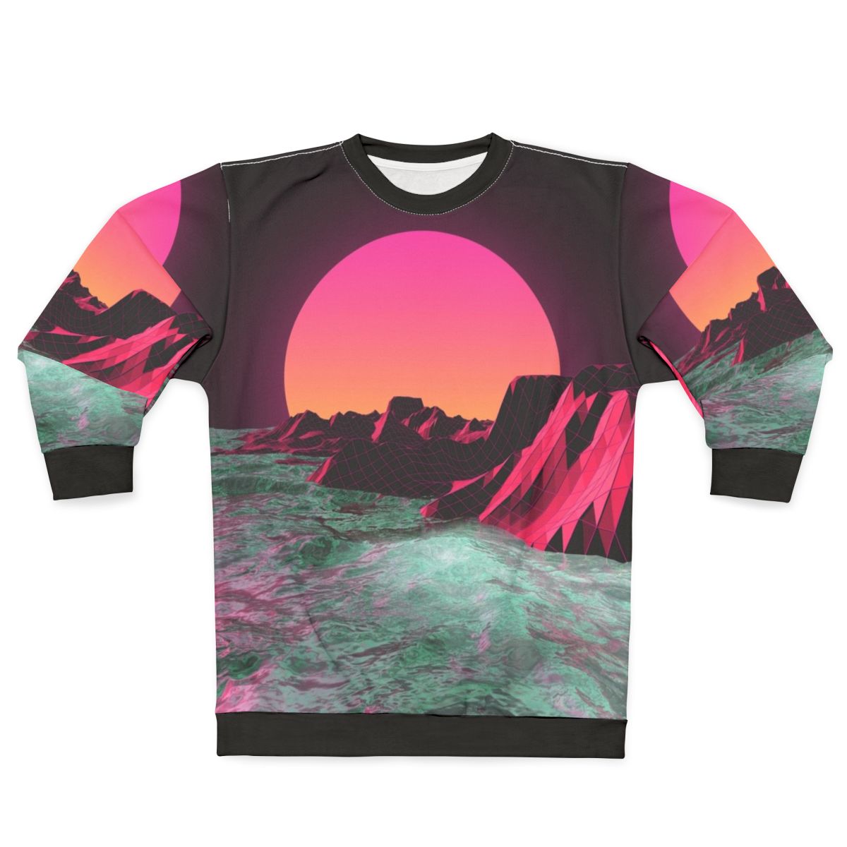 Retro 80s vaporwave sweatshirt with futuristic vintage aesthetic