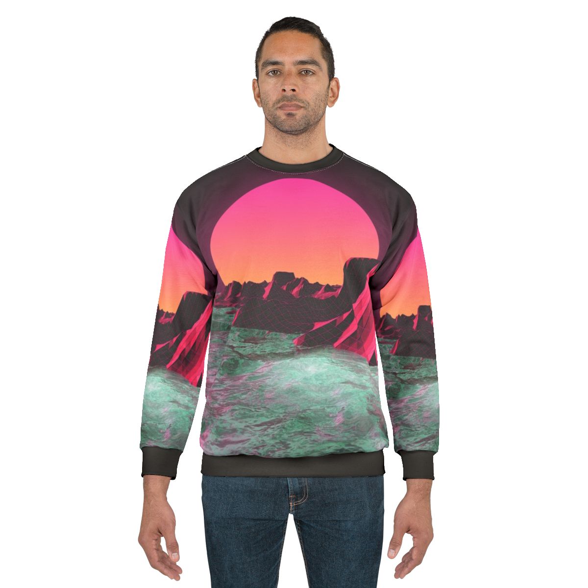 Retro 80s vaporwave sweatshirt with futuristic vintage aesthetic