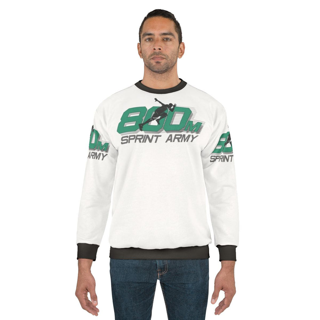 800M Sprint Track and Field Athlete Wearing Sweatshirt