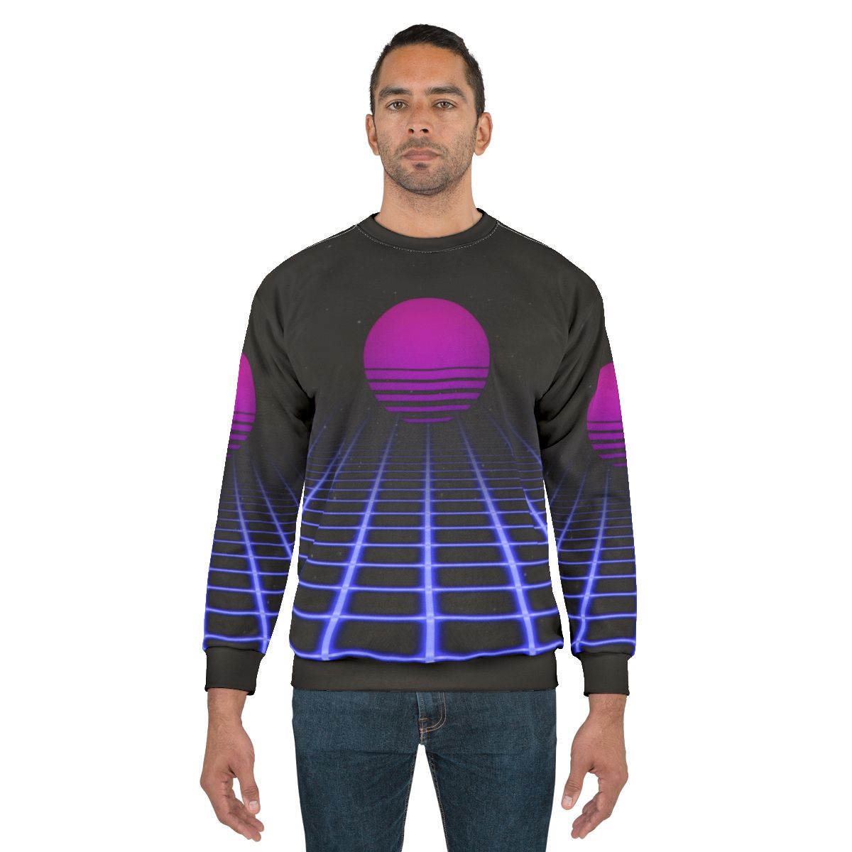 80s Digital Horizon Sunset Aesthetic Sweatshirt
