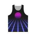 80s tank top with digital horizon and sunset aesthetic