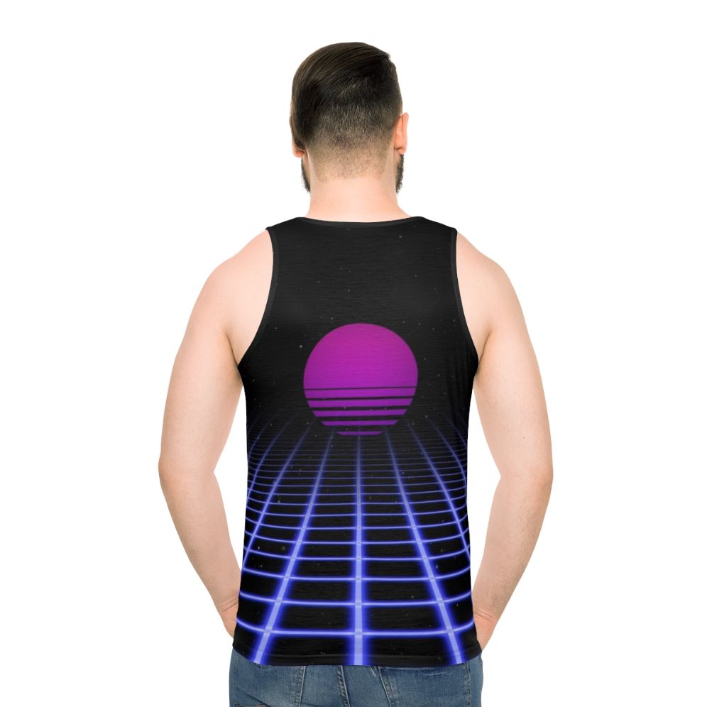 80s tank top with digital horizon and sunset aesthetic