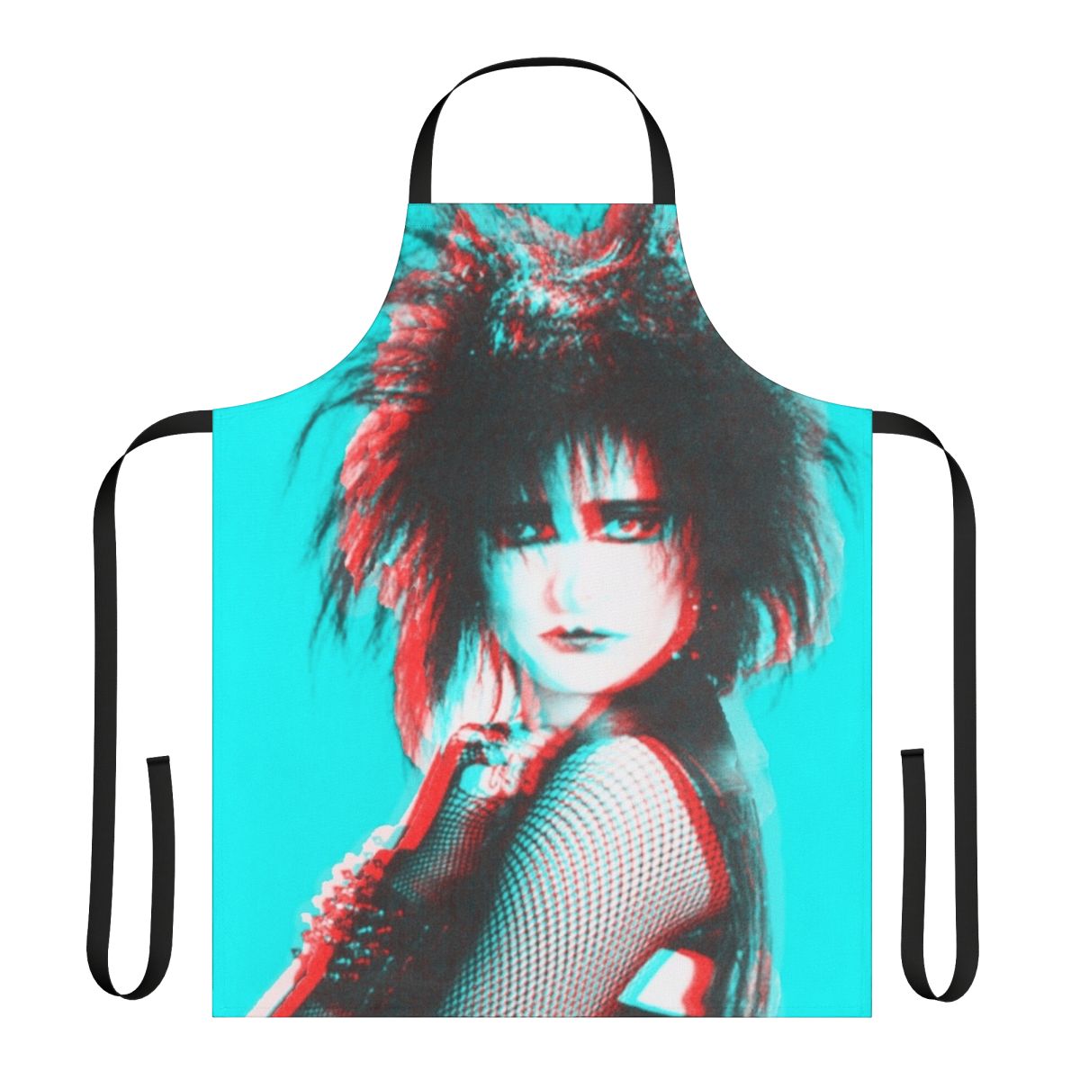 Black and white apron with Siouxsie and the Banshees-inspired design