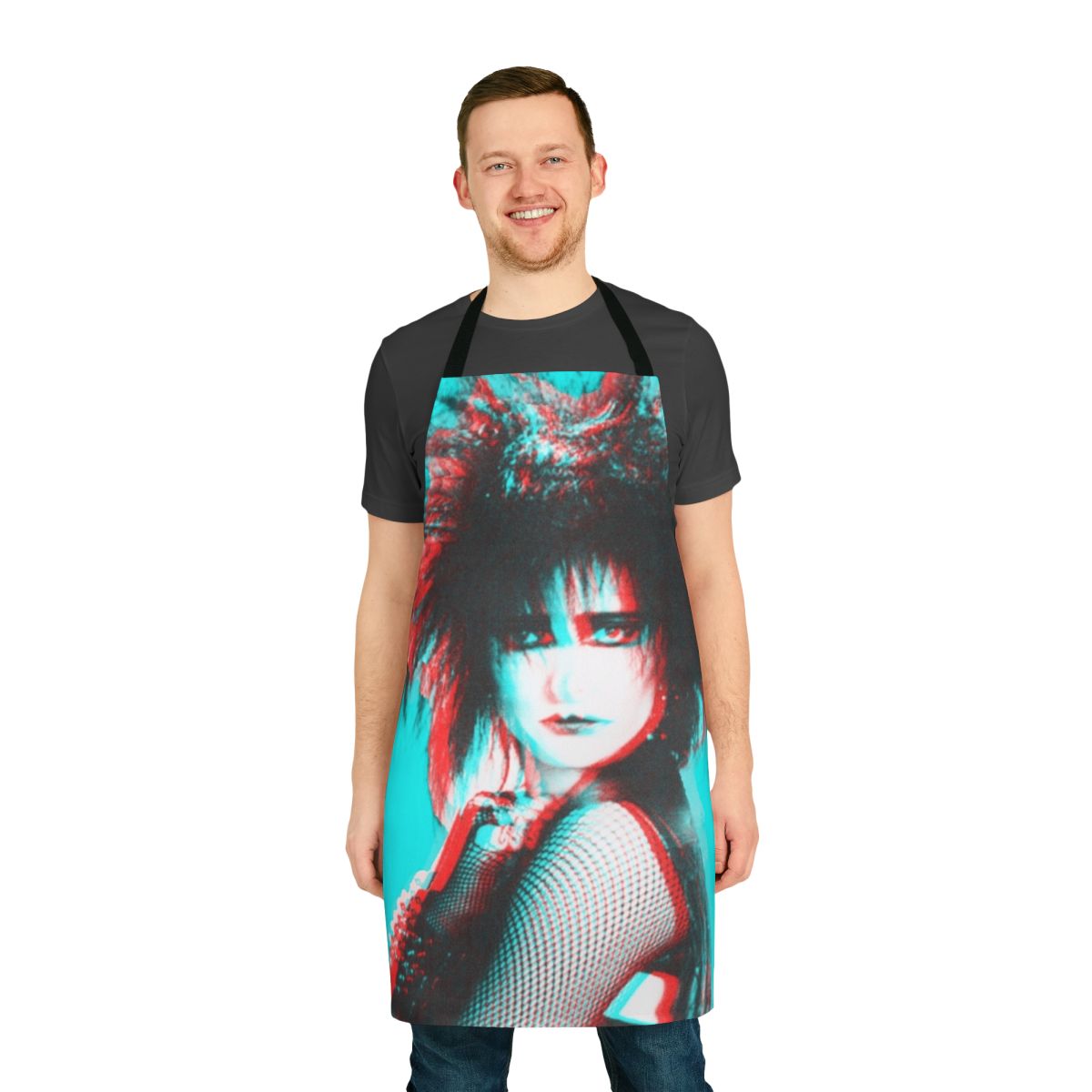 Black and white apron with Siouxsie and the Banshees-inspired design