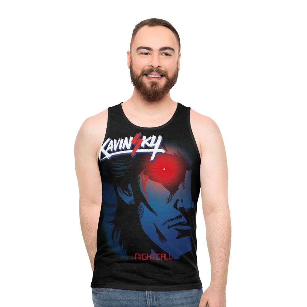 80s Neon Wave Unisex Tank Top featuring Ryan Gosling 'Scorpion' Inspired Design