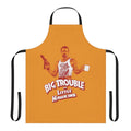 80s pop culture-inspired apron featuring designs from Big Trouble in Little China and Stranger Things