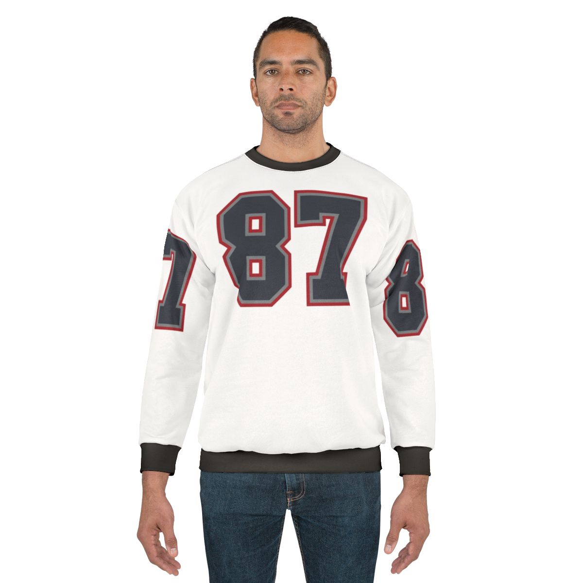 Navy Grey Red Sports Number Eighty Seven Sweatshirt