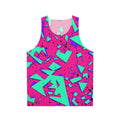 90s abstract geometric pattern teal and pink unisex tank top