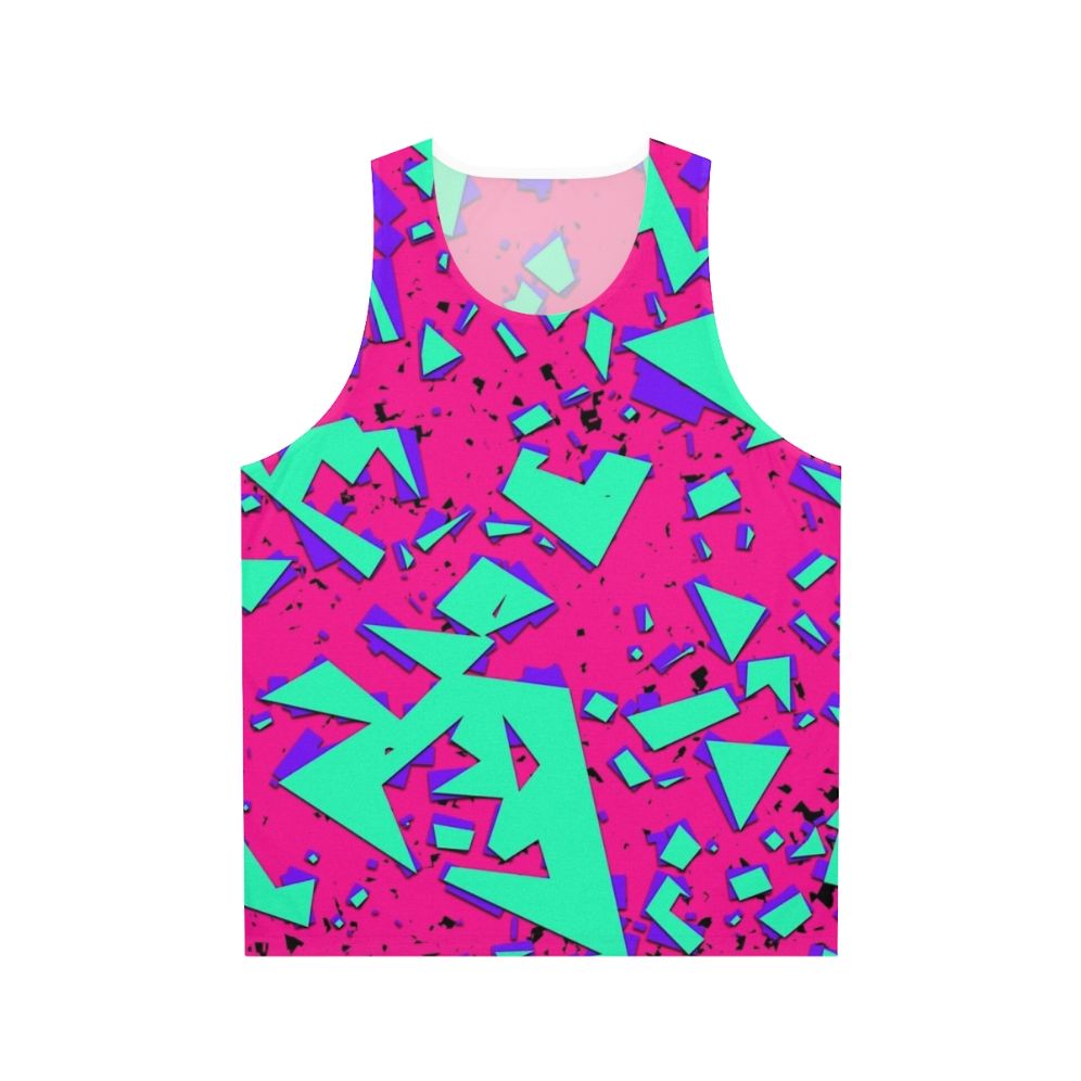 90s abstract geometric pattern teal and pink unisex tank top