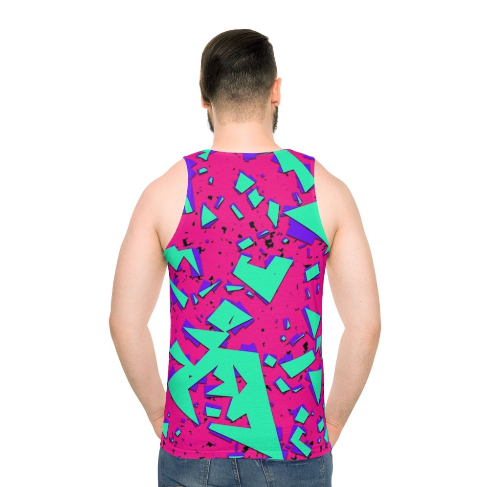 90s abstract geometric pattern teal and pink unisex tank top