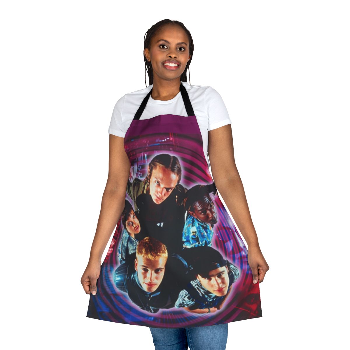 A durable and stylish apron inspired by the iconic 1995 film Hackers, featuring a sleek black design.