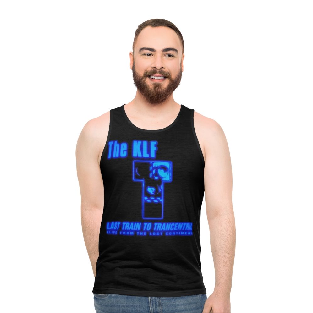 90s Music Tank Top with The KLF Last Train to Trancentral Design