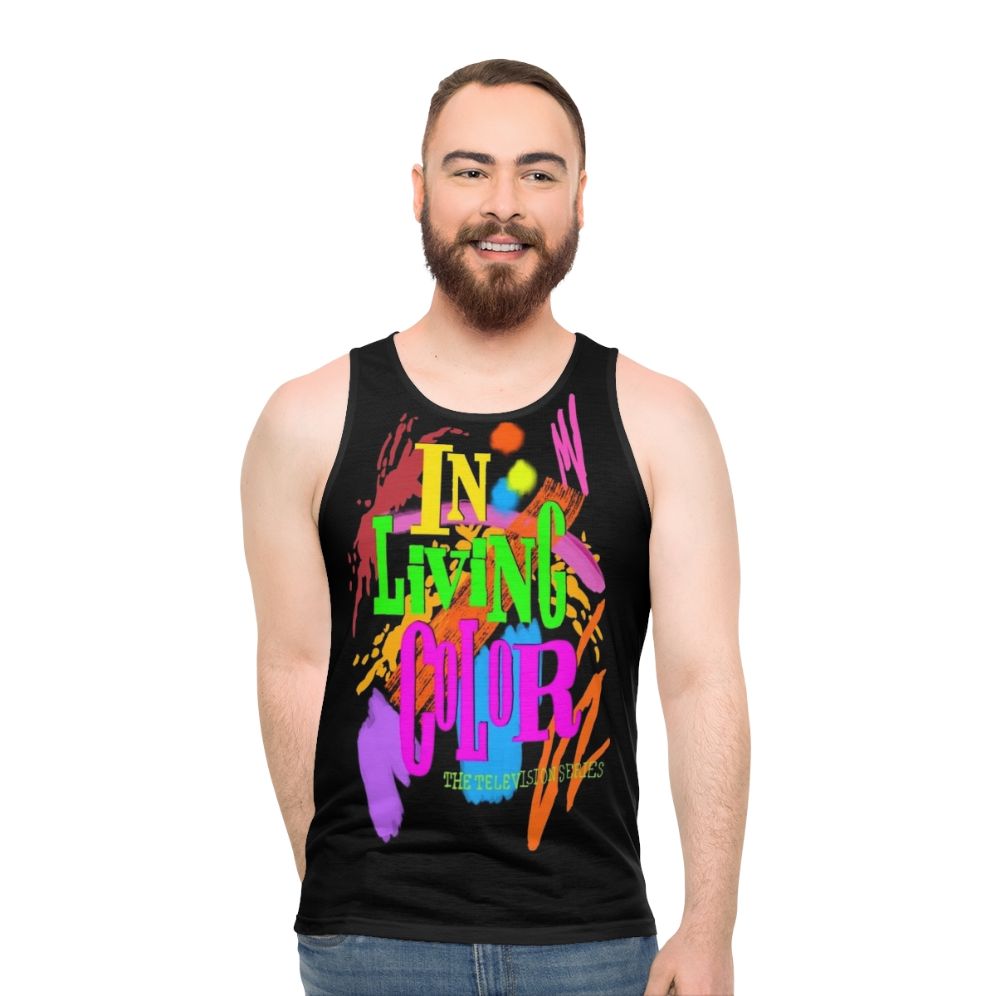 90s Unisex Tank Top with "In Living Color" Design