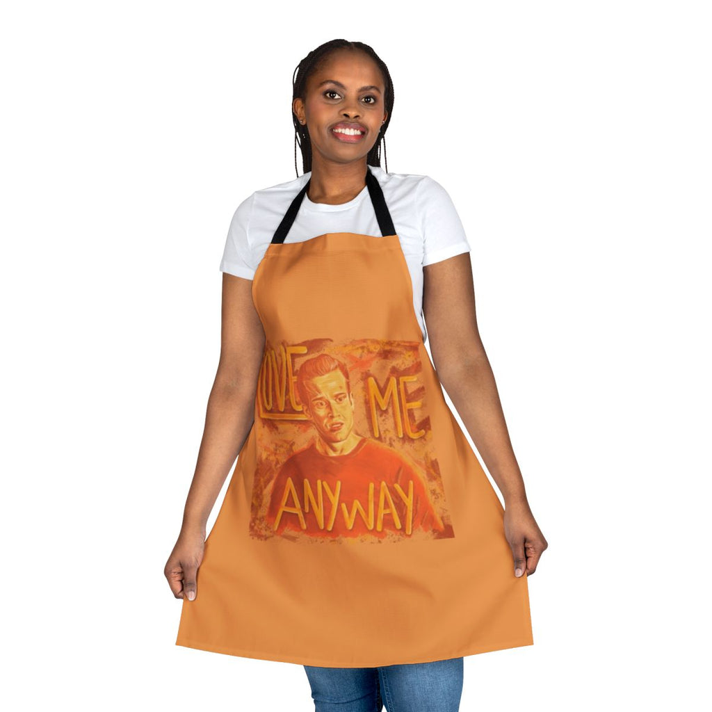 Custom 911 TV show inspired apron featuring Evan Buckley quote "Love Me Anyway"