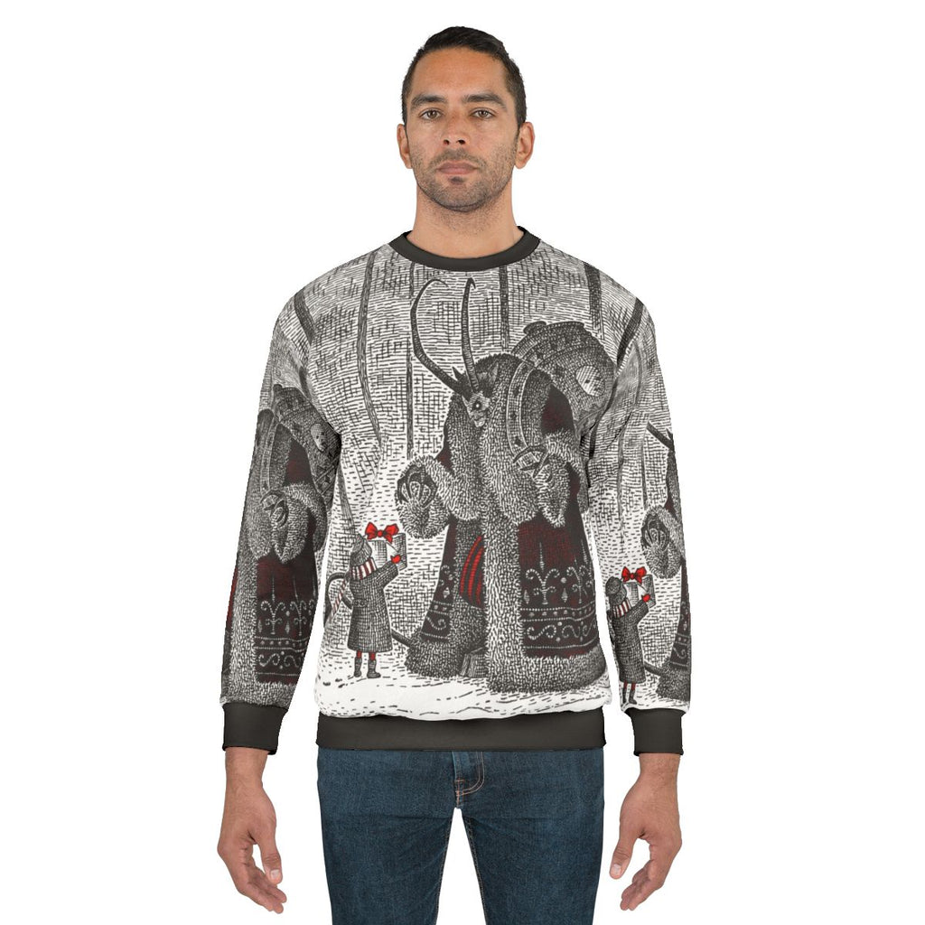 Vintage Krampus Sweatshirt featuring a mythical horror holiday character