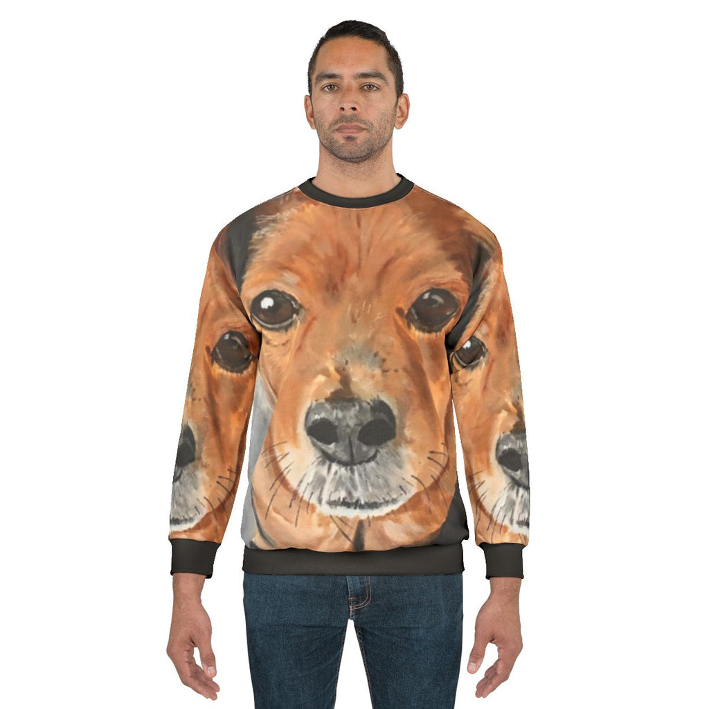Adorable dog portrait acrylic art sweatshirt