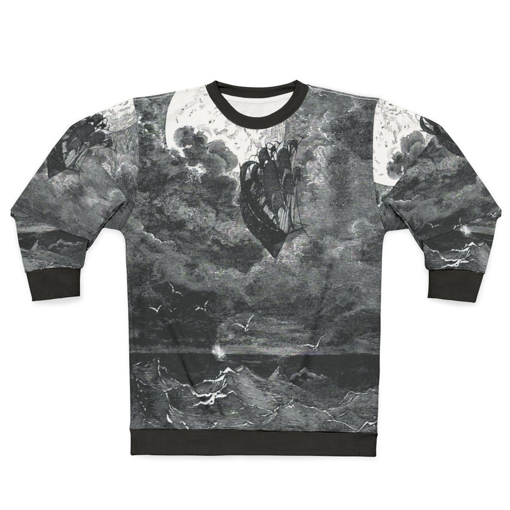 Gustave Dore inspired sweatshirt featuring a voyage to the moon design