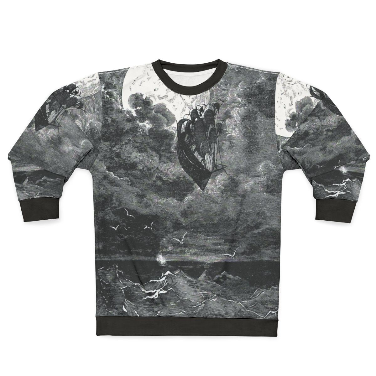Gustave Dore inspired sweatshirt featuring a voyage to the moon design