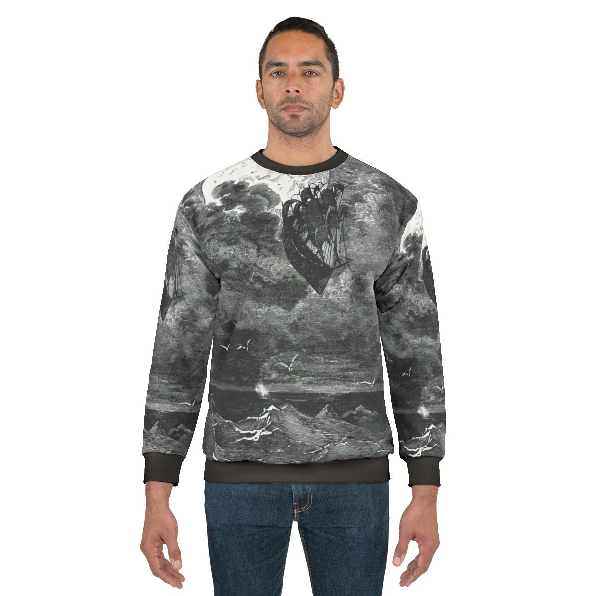 Gustave Dore inspired sweatshirt featuring a voyage to the moon design