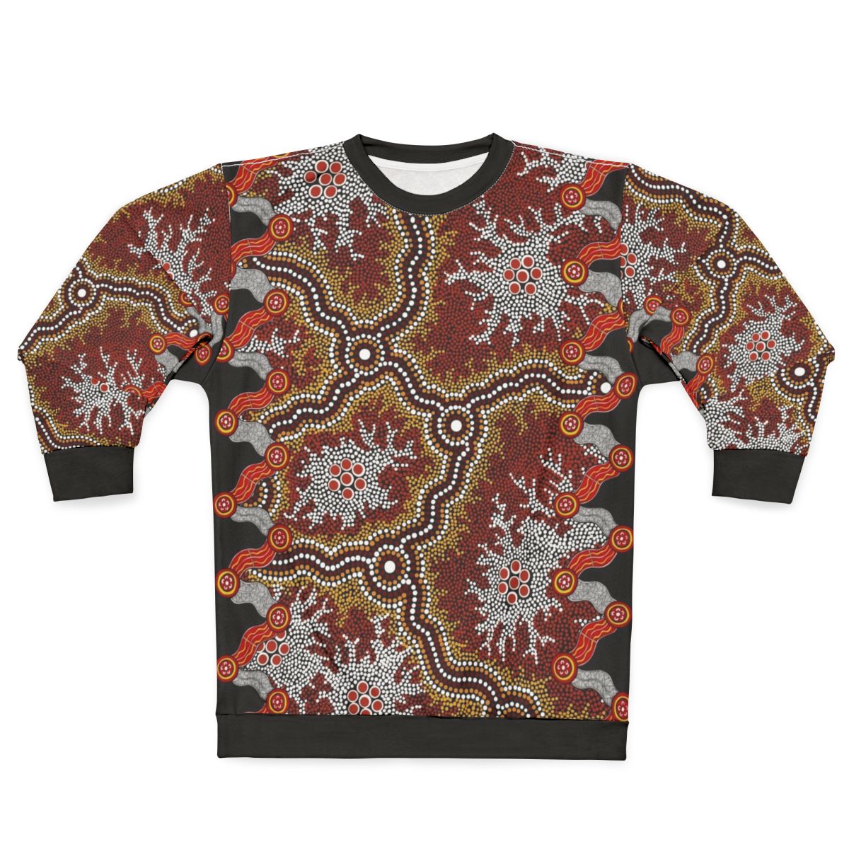 Authentic Aboriginal Art Sweatshirt with Emu and Dot Designs