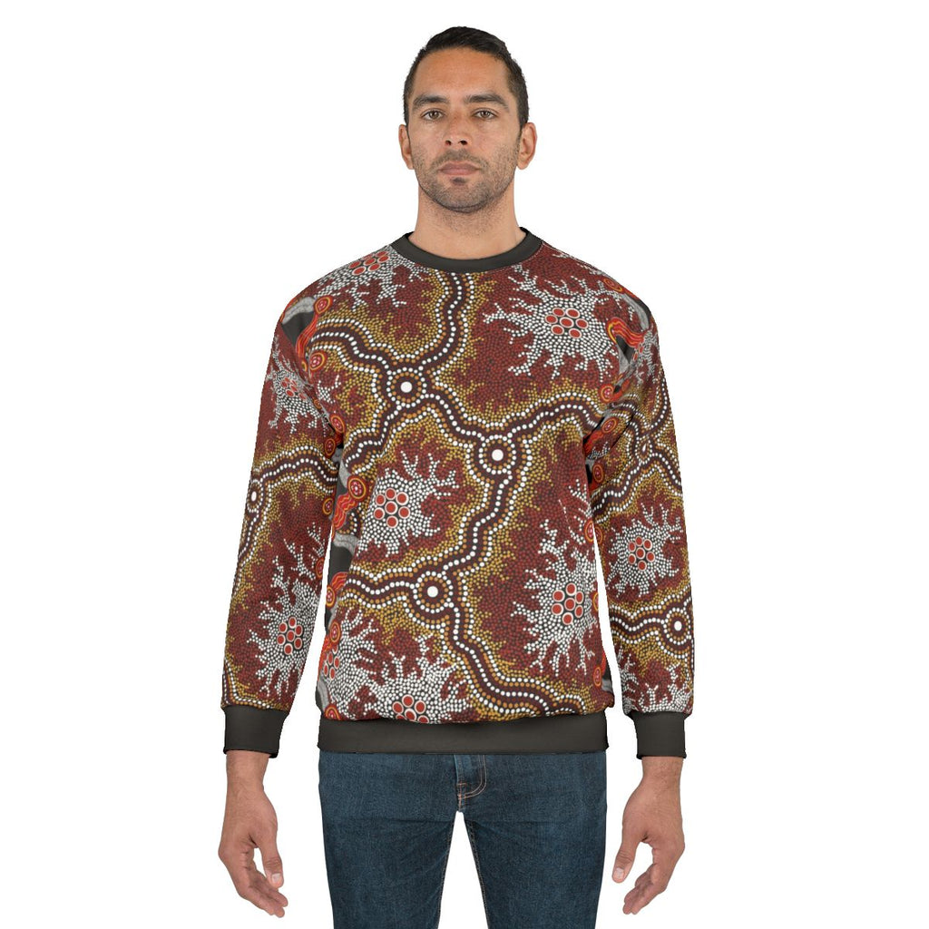 Authentic Aboriginal Art Sweatshirt with Emu and Dot Designs