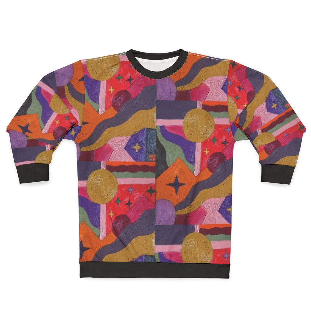 Vibrant abstract sweatshirt with colorful geometric patterns