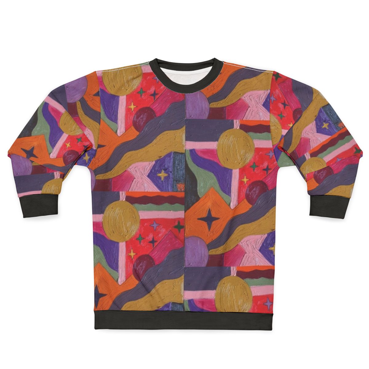 Vibrant abstract sweatshirt with colorful geometric patterns