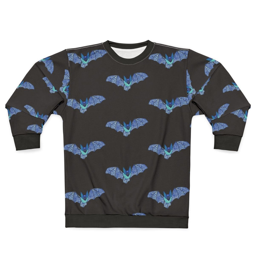 Colorful abstract bat sweatshirt with mythical bat design