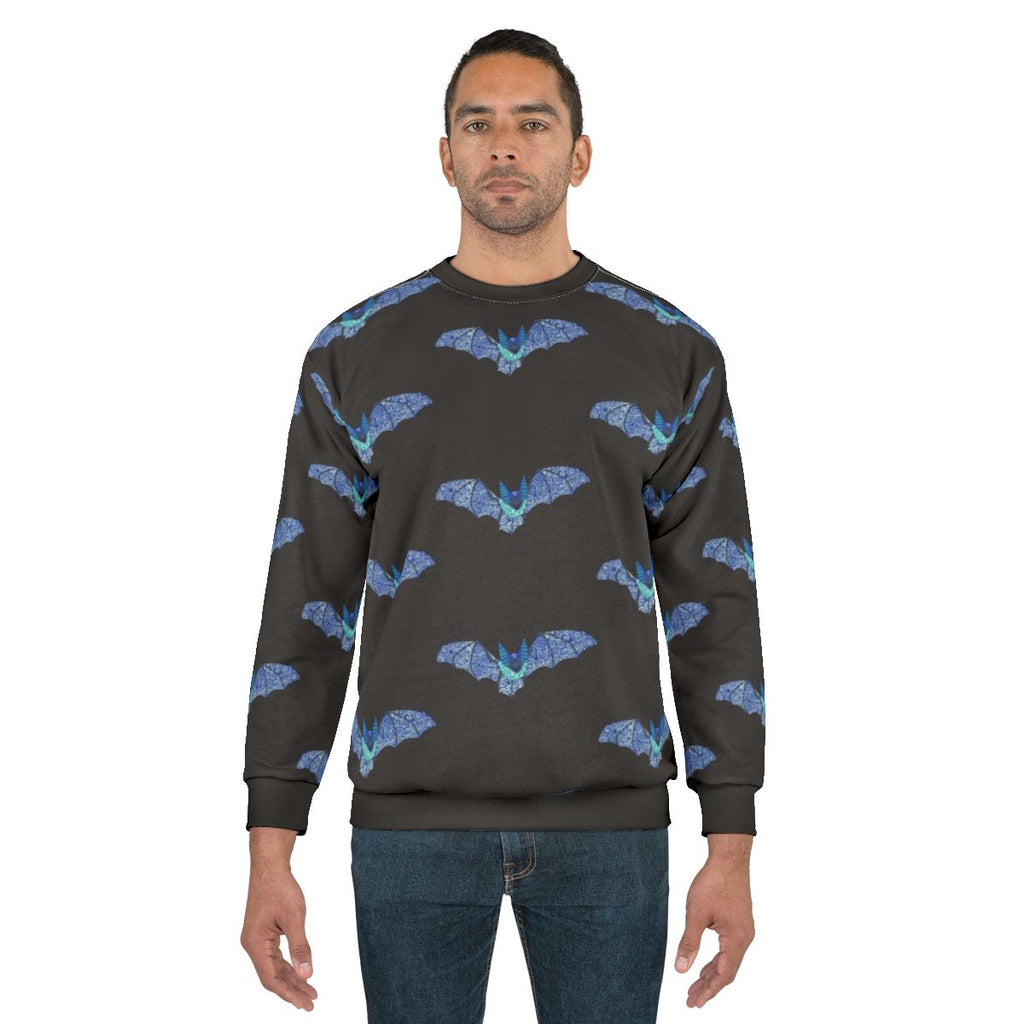 Colorful abstract bat sweatshirt with mythical bat design