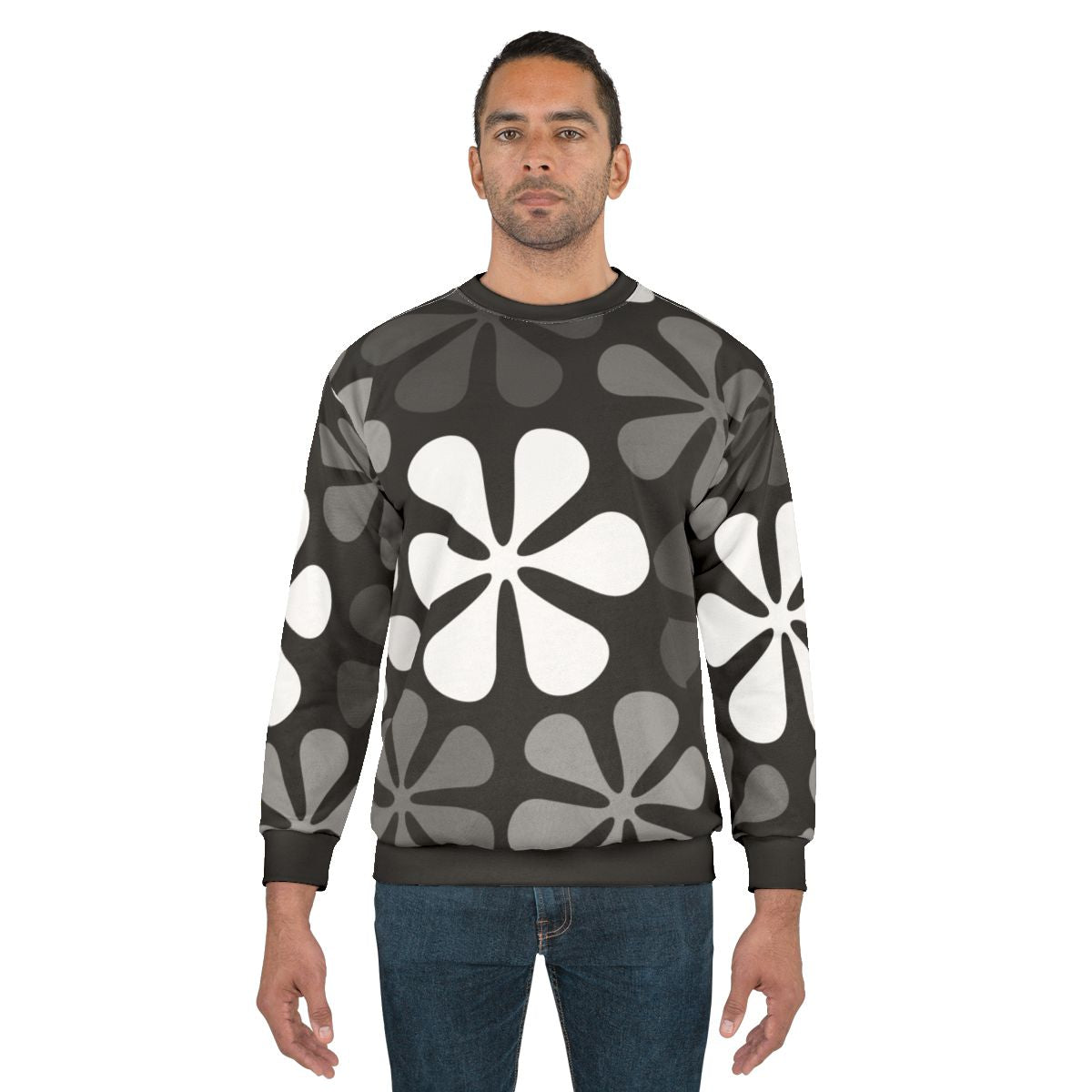 Abstract Flowers Monochrome Sweatshirt