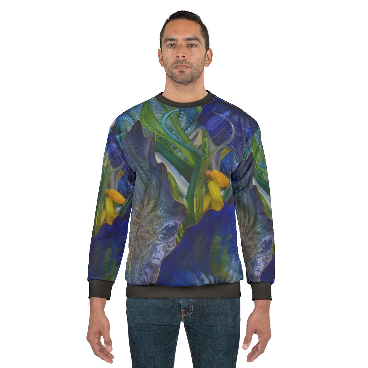 Vibrant abstract glass sweatshirt with artistic pattern