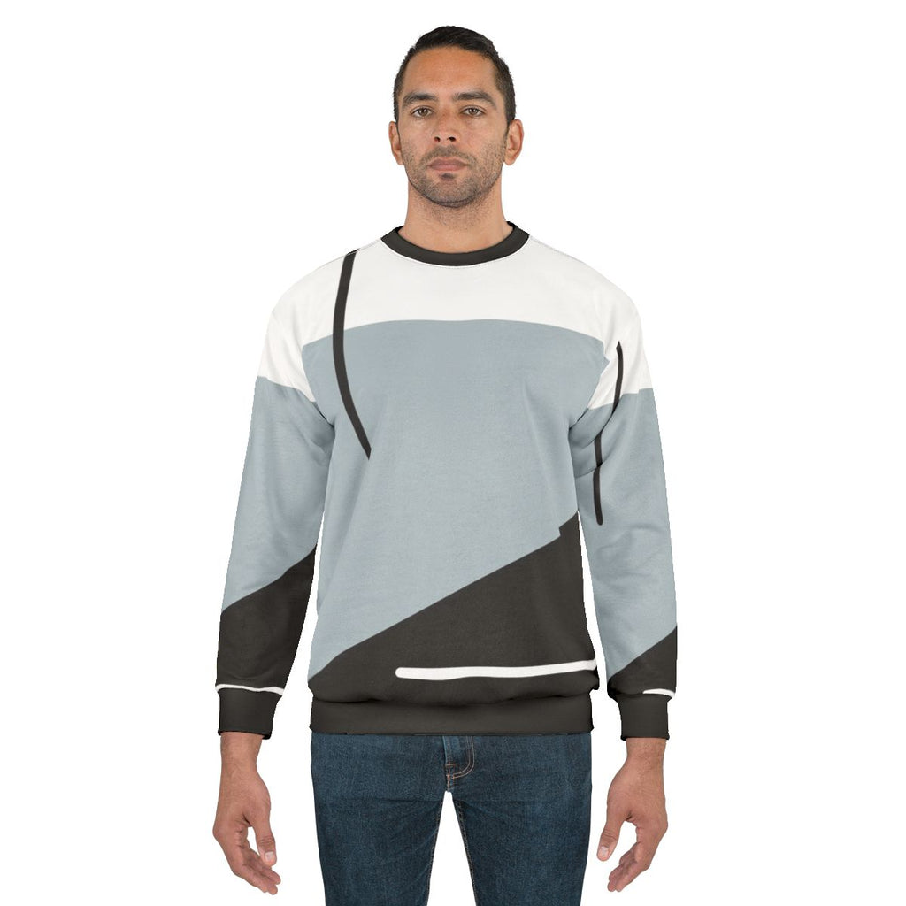 Abstract minimal sweatshirt with geometric monochrome pattern