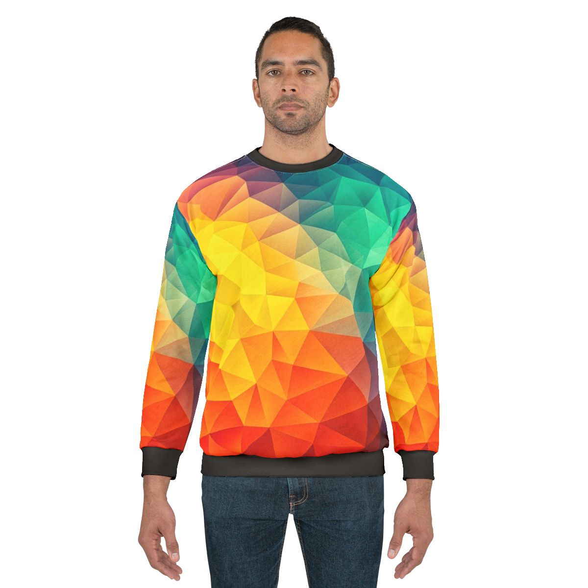 Vibrant abstract cubizm painting design on a sweatshirt