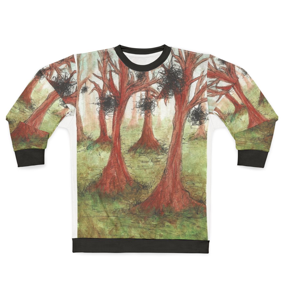 Abstract nature inspired sweatshirt with fantasy landscape design