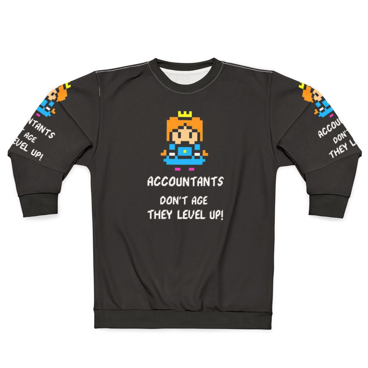 Accountant Gamer Sweatshirt with "Accountants Don't Age, They Level Up" Design