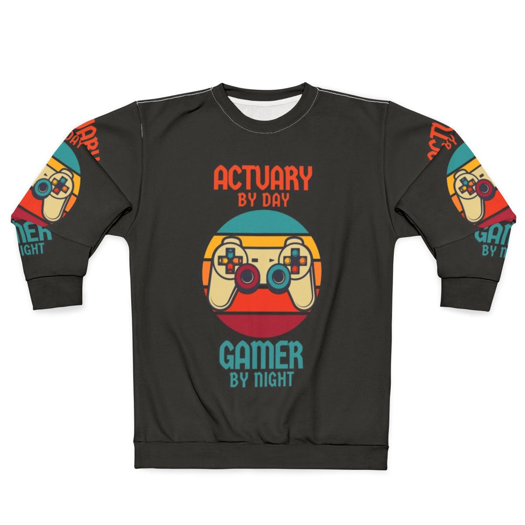 Actuarial Gamer Sweatshirt with Retro Sunset Design