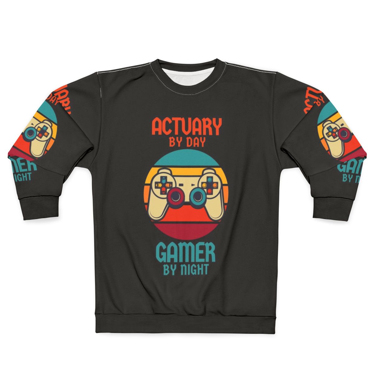 Actuarial Gamer Sweatshirt with Retro Sunset Design
